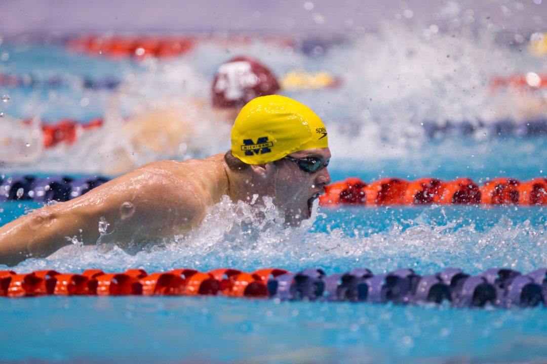 Michigan Breaks Big Ten Record; Runs to Top of Nation in 200 Medley Relay on Day 1