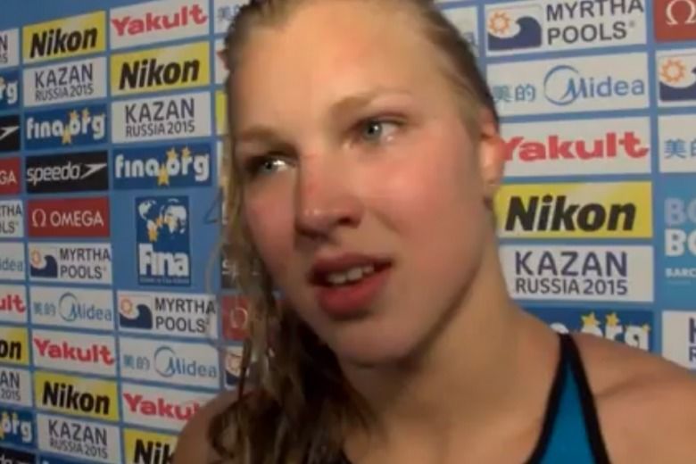 Meilutyte 100 Breast World Record, Post Race Interview