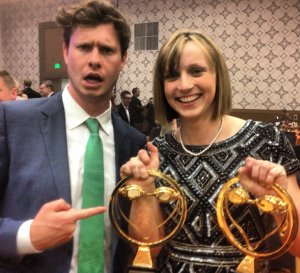 Anders Holm, writer, producer and star of Comedy Central's Workaholics with Katie Ledecky, 2013 Female Athlete of the Year