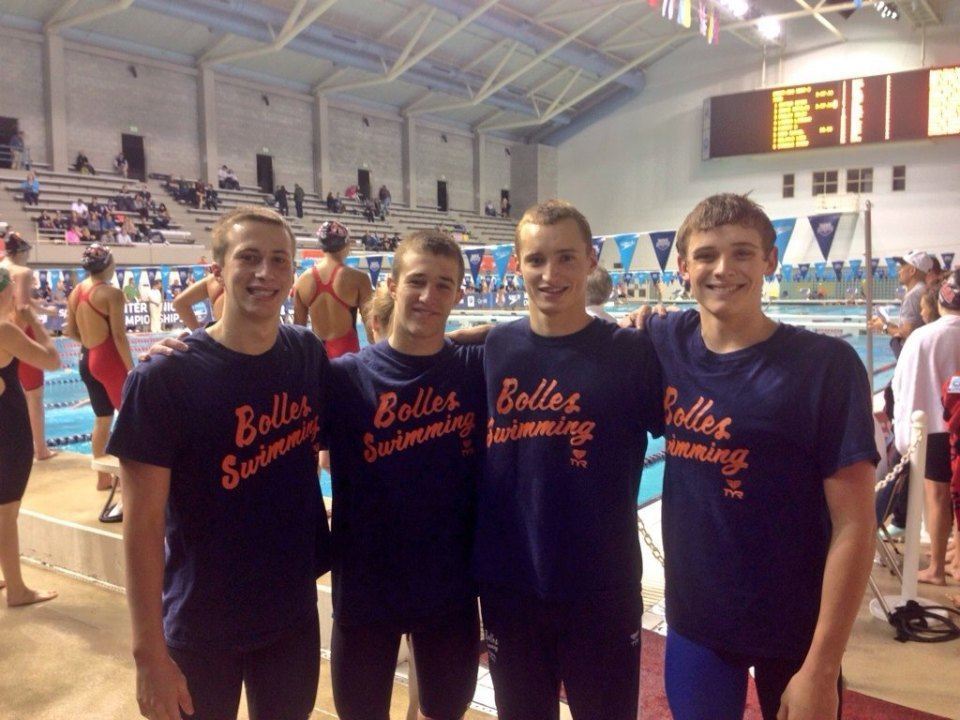 Bolles School Sharks boys break 15-16 NAG in 200 yard medley relay on Winter Juniors Opening Night