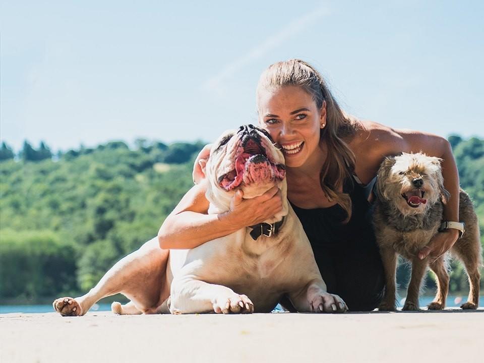 Natalie Coughlin and Her Golden Pups