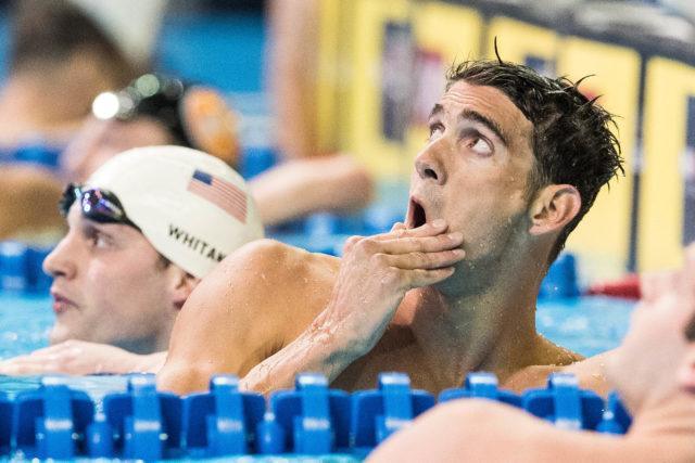 Michael Phelps prelim 200 fly 2016 Olympic trials (photo: Mike Lewis)