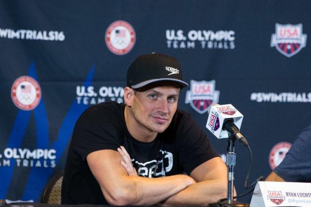 Ryan Lochte - 2016 US Olympic Trials venue,  courtesy of Tim Binning, theswimpictures.com