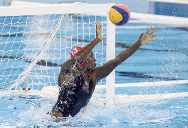 Ashleigh Johnson - USA Water Polo - Women - USA vs Brazil - 2016 Olympic Games in Rio. Photo courtesy of Jeff Cable/USAWP