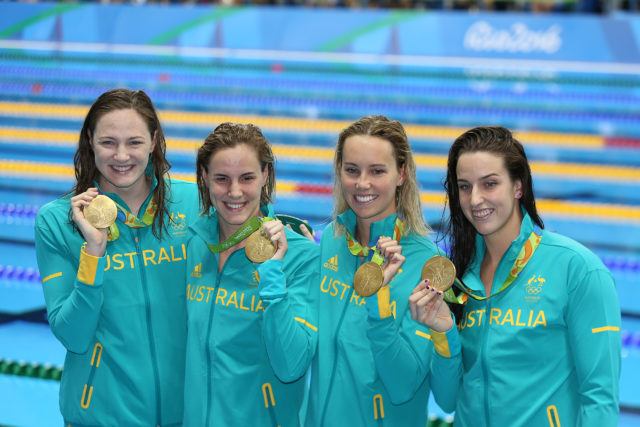 Cate Campbell, Bronte Campbell, Emma McKeon, Brittany Elsmlie - 2016 Olympic Games in Rio -courtesy of simone castrovillari
