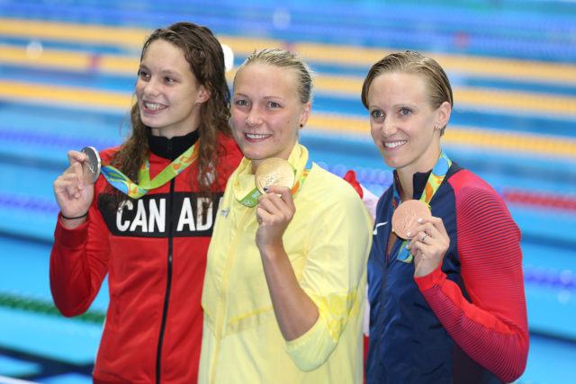 Penny Oleksiak, Sarah Sjostrom, Dana Vollmer - 2016 Olympic Games in Rio -courtesy of simone castrovillari