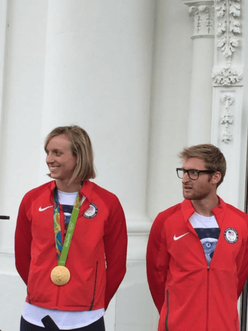 Gold medalists at the White House, Olympian Katie Ledecky and Paralympian Brad Snyder courtesy Brad Wolvin