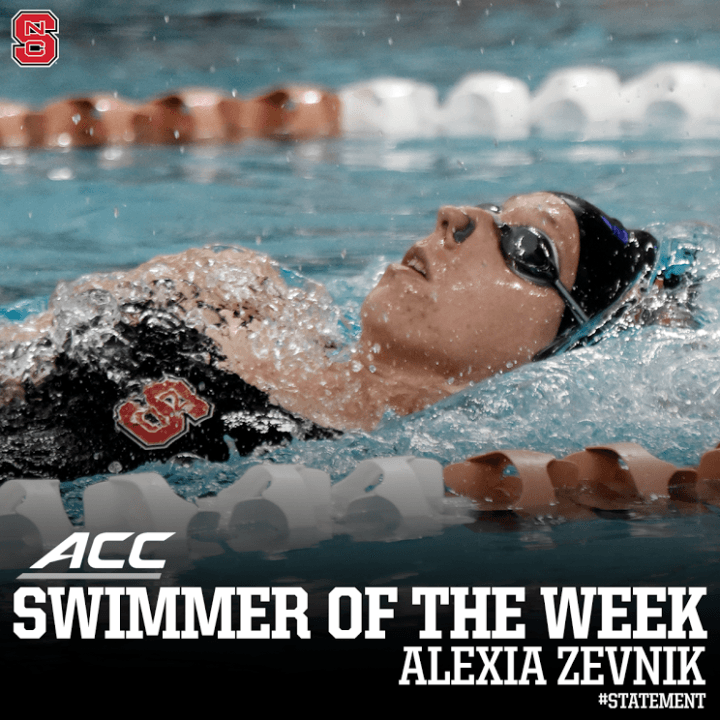 Alexia Zevnik Named As ACC Female Swimmer Of The Week