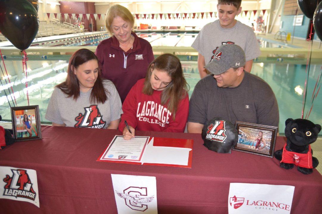 Emily O’Neil Signs with LaGrange as 1st-Ever Recruited Swimmer from Club, High School