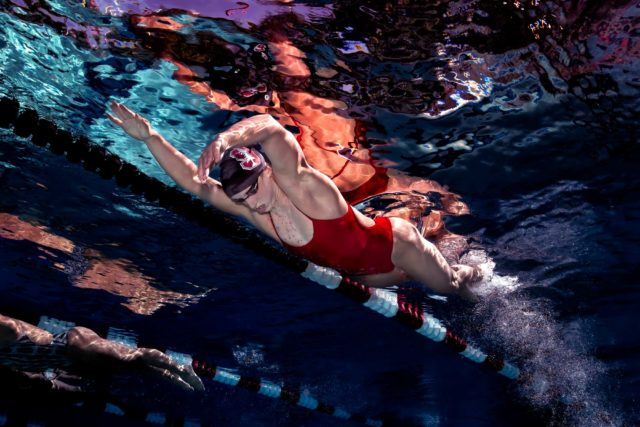 Katie Ledecky swimming underwater
