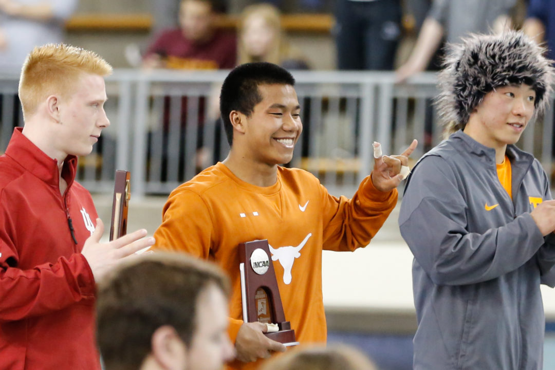 2020 Zone D: Texas Men Go 1-2, Qualify 3 Divers For NCAAs On Day 1