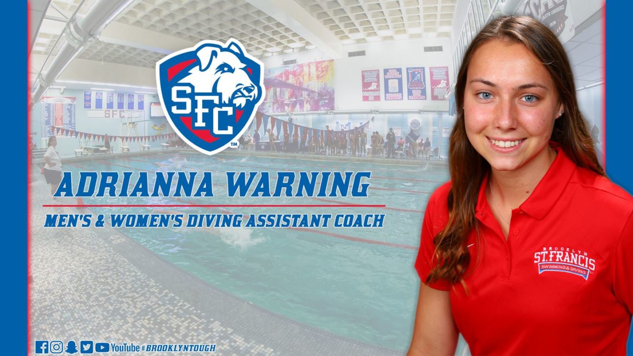 Adrianna Warning Named Diving Assistant Coach at St. Francis Brooklyn