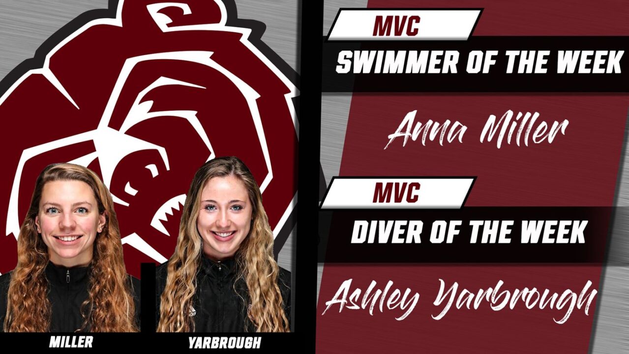 Missouri State’s Miller, Yarbrough Named MVC Swimmer and Diver of the Week