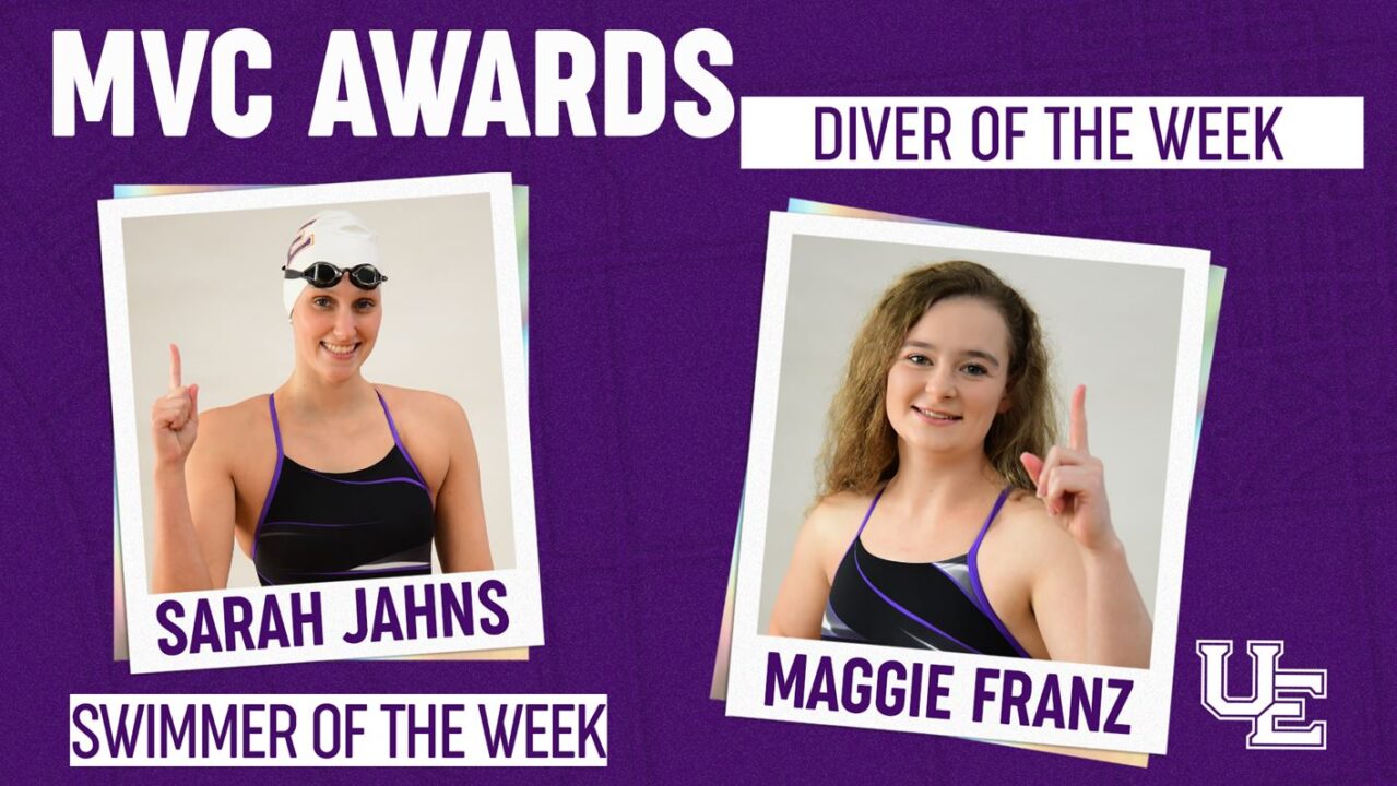 Evansville Swimming & Diving Sweeps MVC Weekly Awards