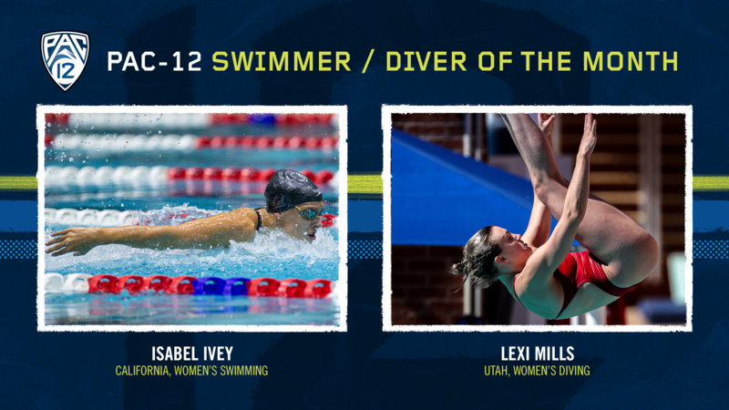 Cal’s Ivey, Utah’s Mills Named Pac-12 Women’s Swimmer & Diver of the Month