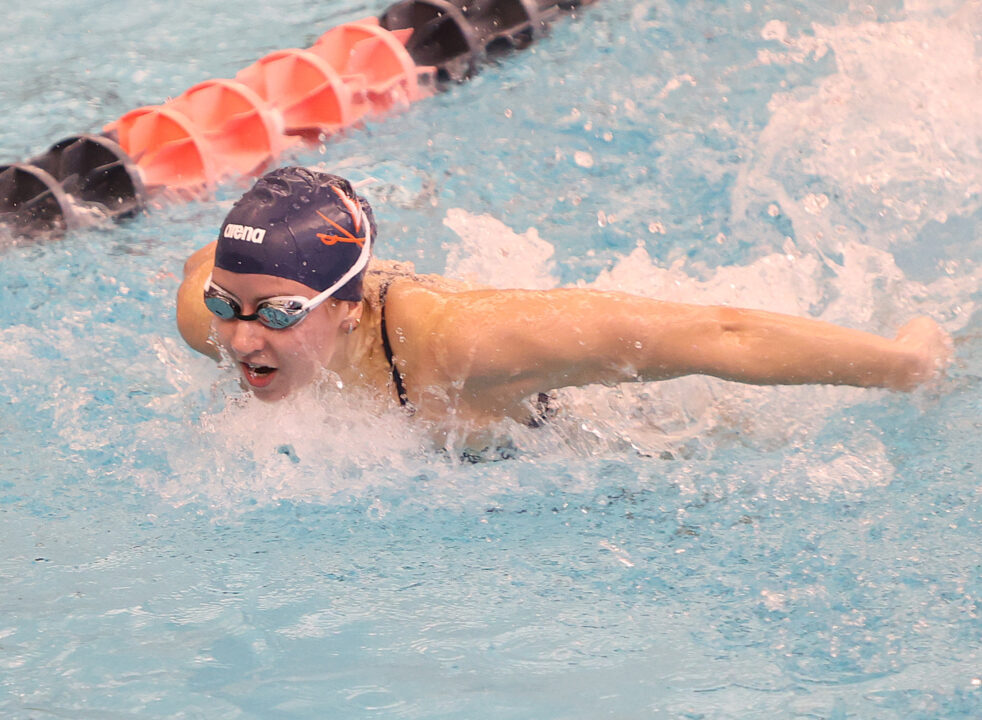 Kate Douglass Breaks ACC Championship Record with 49-Point 100 Fly in Prelims
