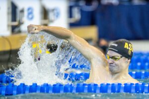 Leon Marchand Shows Off Versatility With 44.77 100 Back, #1 Time In The Country