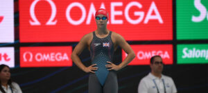 Olympic Champion Anna Hopkin Of GBR Hangs Up Goggles