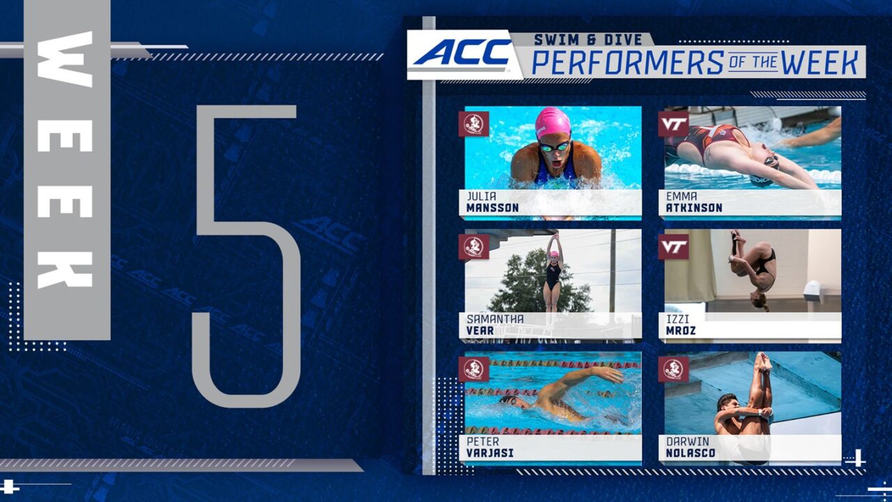 Varjasi, Mansson & Atkinson Earn ACC Swimmer of the Week Honors