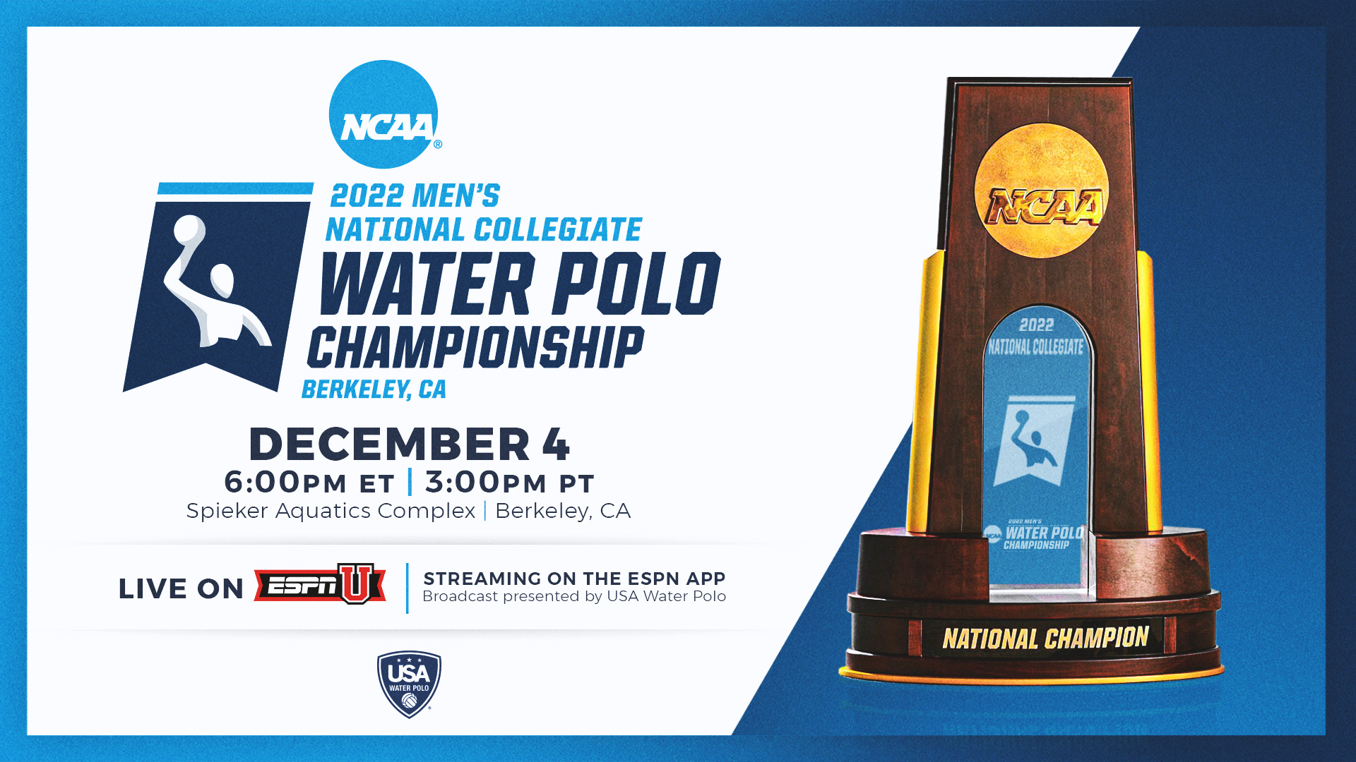 USA Water Polo to Present Live Coverage of 2022 NCAA Mens Water Polo Championships