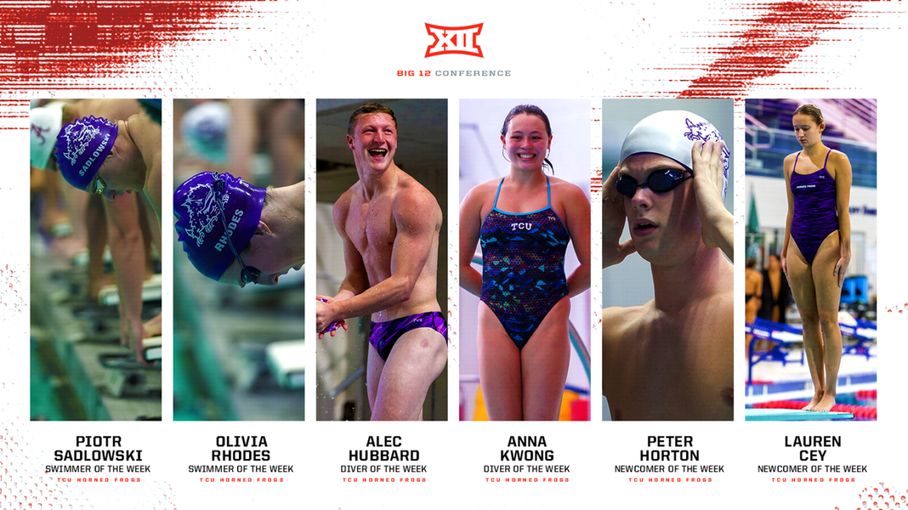 TCU Swimming & Diving Sweeps Weekly Big 12 Awards