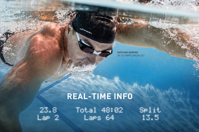 SG Nathan Real Time Info graphic W Nathan Adrian se asocia con FINIS Smart Goggle para entrenamiento y entrenamiento