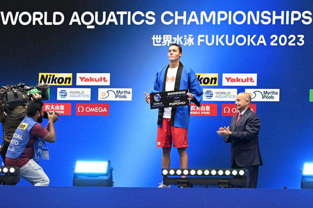 David Popovici Premiato A Fukuoka Come Nuotatore Dell’Anno 2022
