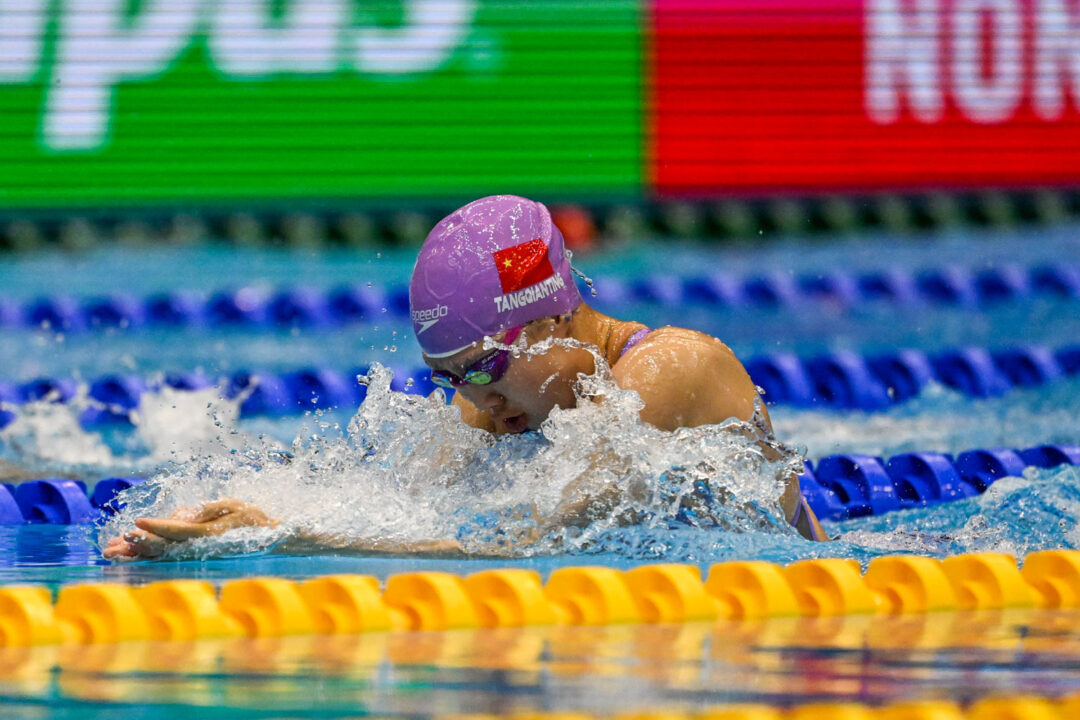 Tang Qianting Lowers Own Asian Record During Women’s 50 Breast Prelims with 30.08