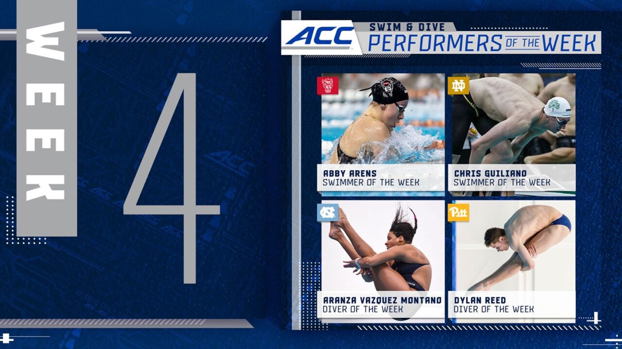 Chris Guiliano, Abby Arens Secure ACC Swimmer of the Week Honors