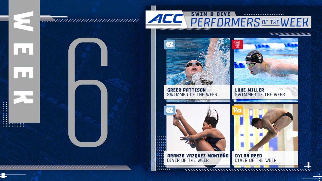 NC State’s Luke Miller, UNC’s Greer Pattison Named ACC Swimmers of the Week