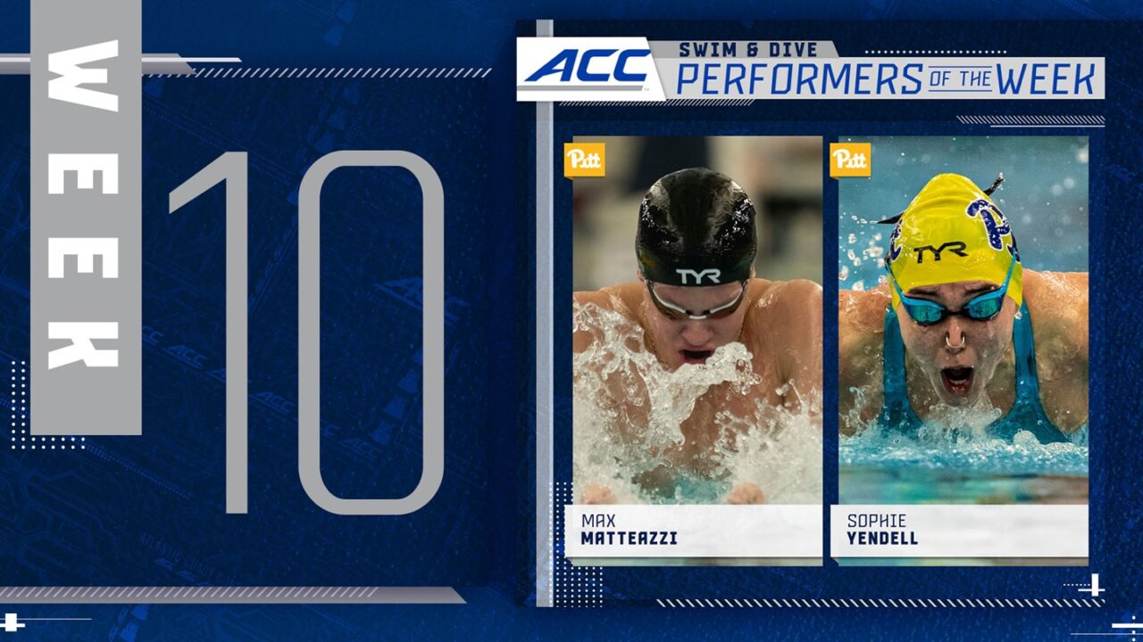 Pitt’s Max Matteazzi, Sophie Yendell Named ACC Swimmers of the Week
