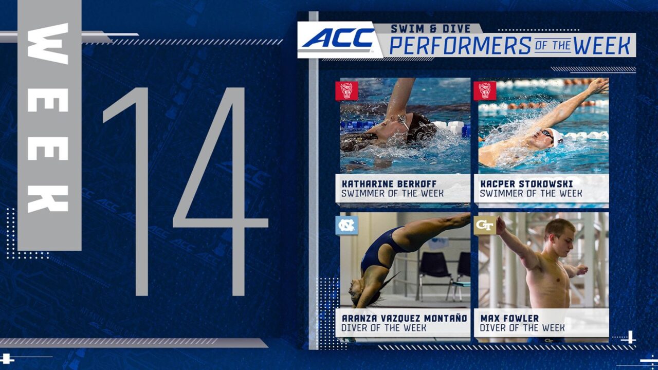 NC State’s Berkoff, Stokowski Named ACC Swimmers of the Week