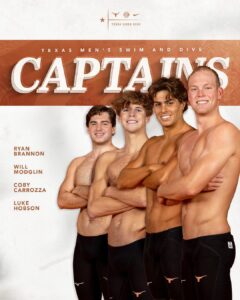 Texas Men’s Swim Team Names 4 Captains for New Era