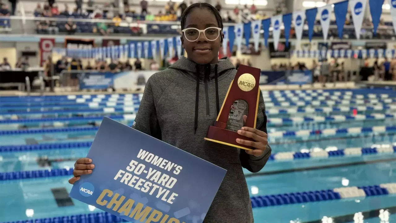 UIndy Sophomore Kirabo Namutebi Breaks Her Own NCAA D2 Record in the 50 Free at a Tri Meet