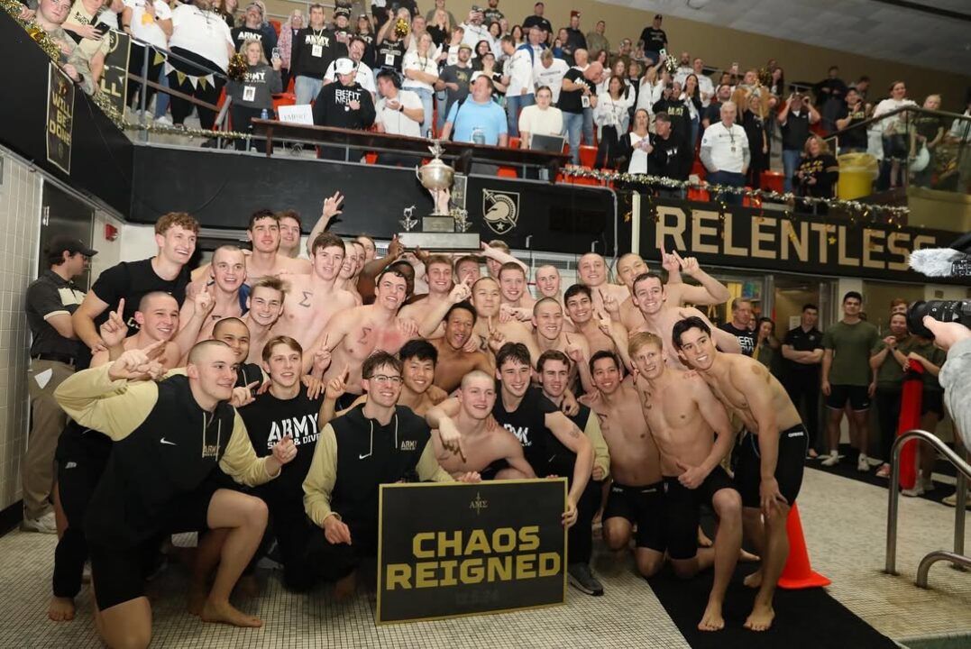 Johnny Crush Rips 44.5/1:40.2 Backstrokes As Army Sweeps Navy For First Time Since 1988