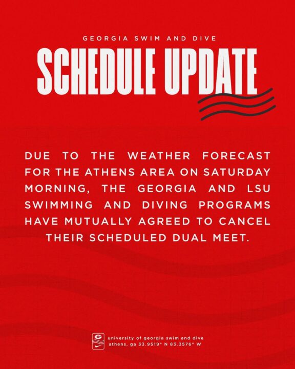 Georgia vs LSU Meet Cancelled Due to Winter Storm