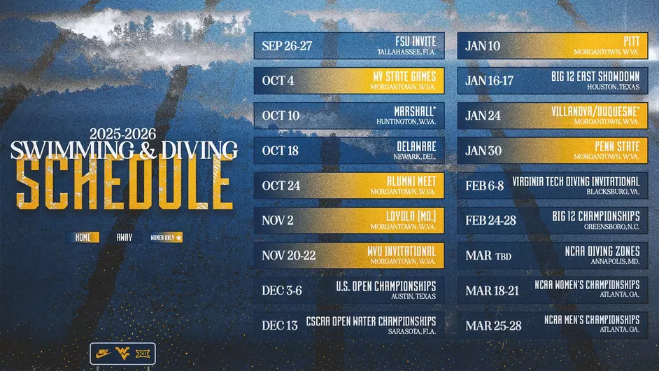 WVU Reveals 2025-26 Swim & Dive Schedule