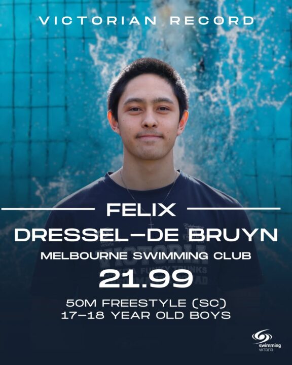 arena Swim of the Week: Felix Dressel-de Bruyn Fires Off Victorian SCM 50 Free Record In 21.99