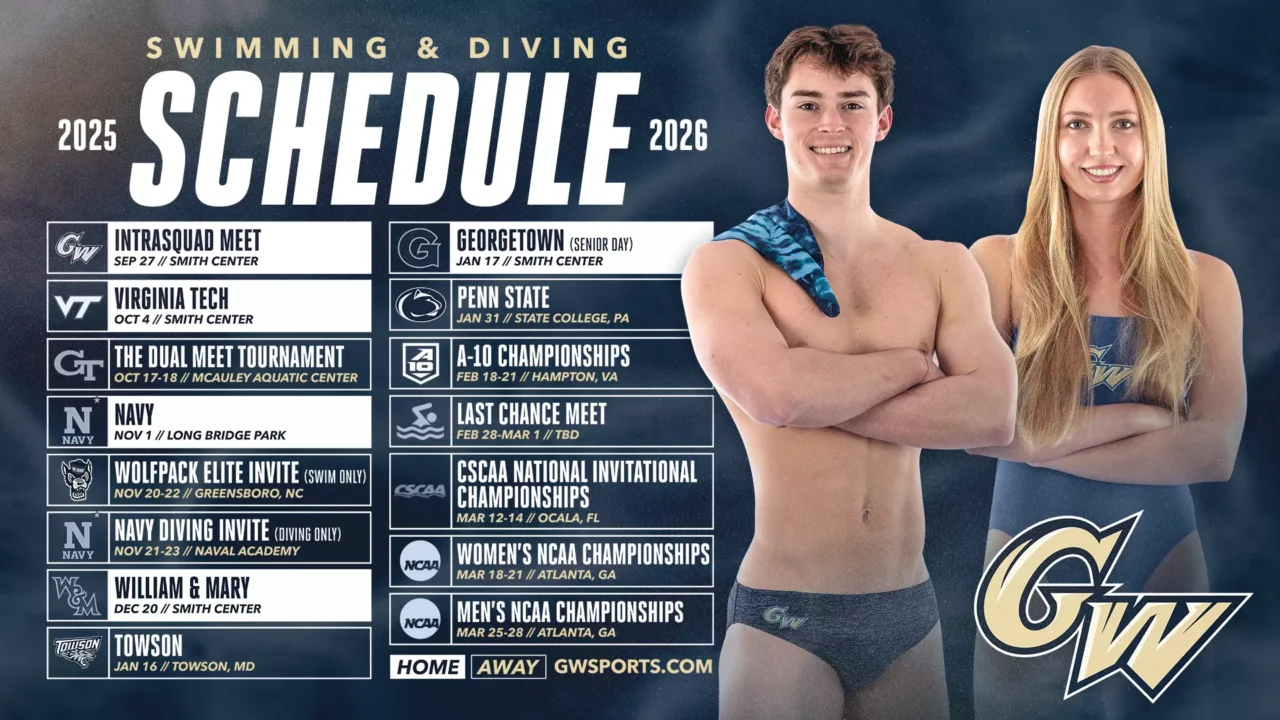 George Washington Announces 2025-26 Swimming & Diving Schedule