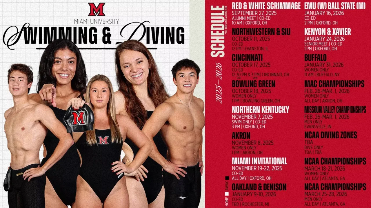 Miami (OH) Redhawks Announce 2025-26 Swimming & Diving Schedule
