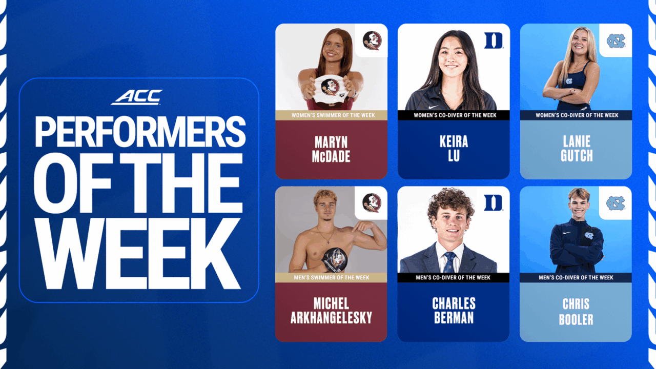 FSU’s Michel Arkhangelesky, Maryn McDade Named ACC Swimmers of the Week