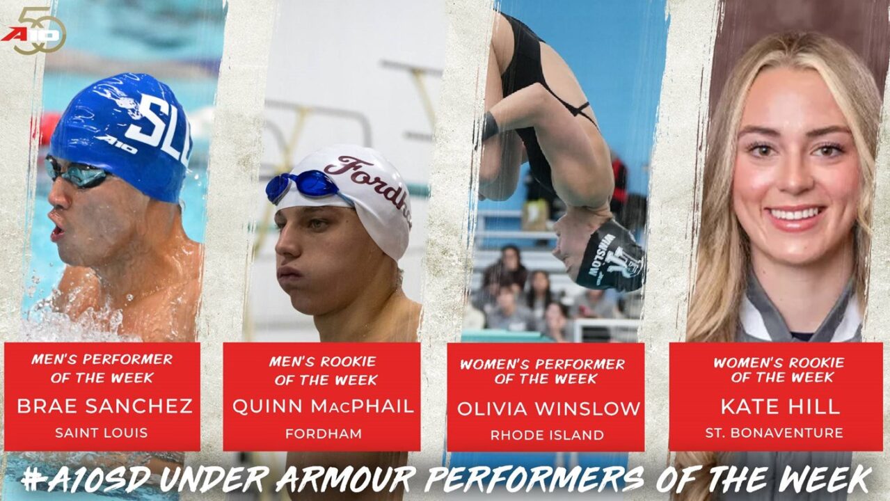 Sanchez, Winslow Headline A10 Swimming and Diving Performer of the Week Winners