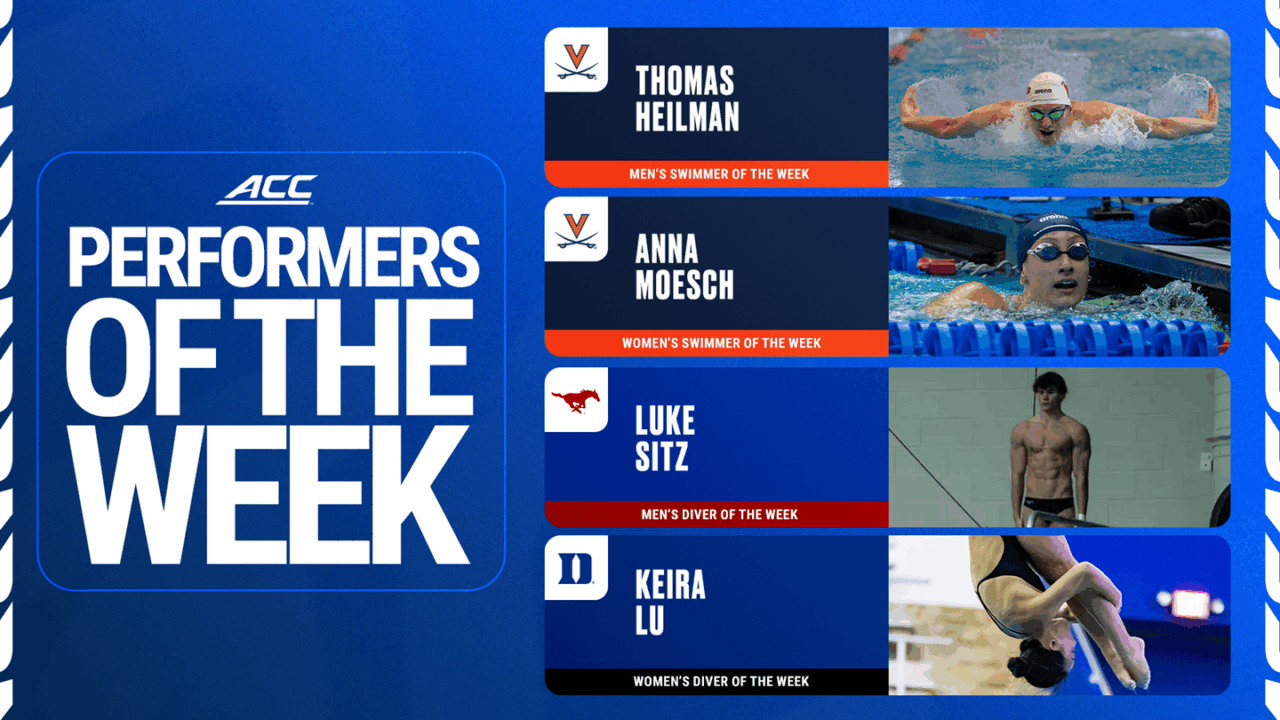 UVA’s Heilman, Moesch Named ACC Swimmers of the Week