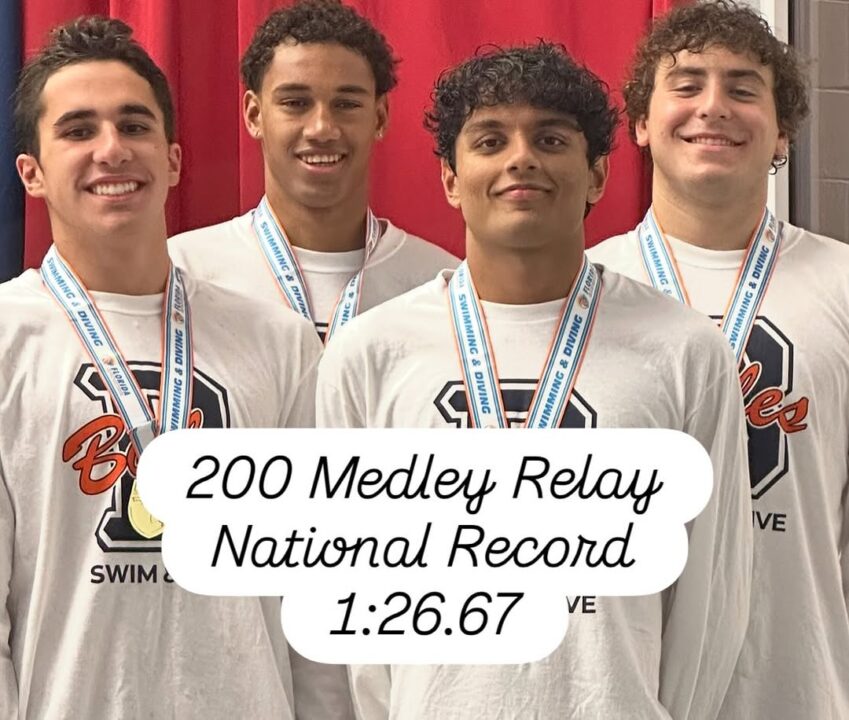 Bolles Breaks Eight and a Half Month Old Boys 200 Medley Relay National High School Record