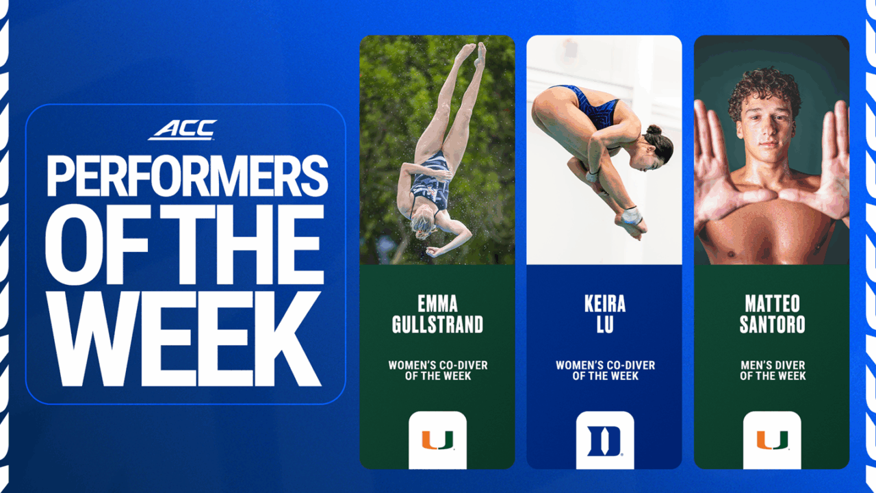 Duke’s Keira Lu, Miami’s Matteo Santoro & Emma Gullstrand Named ACC Divers of the Week