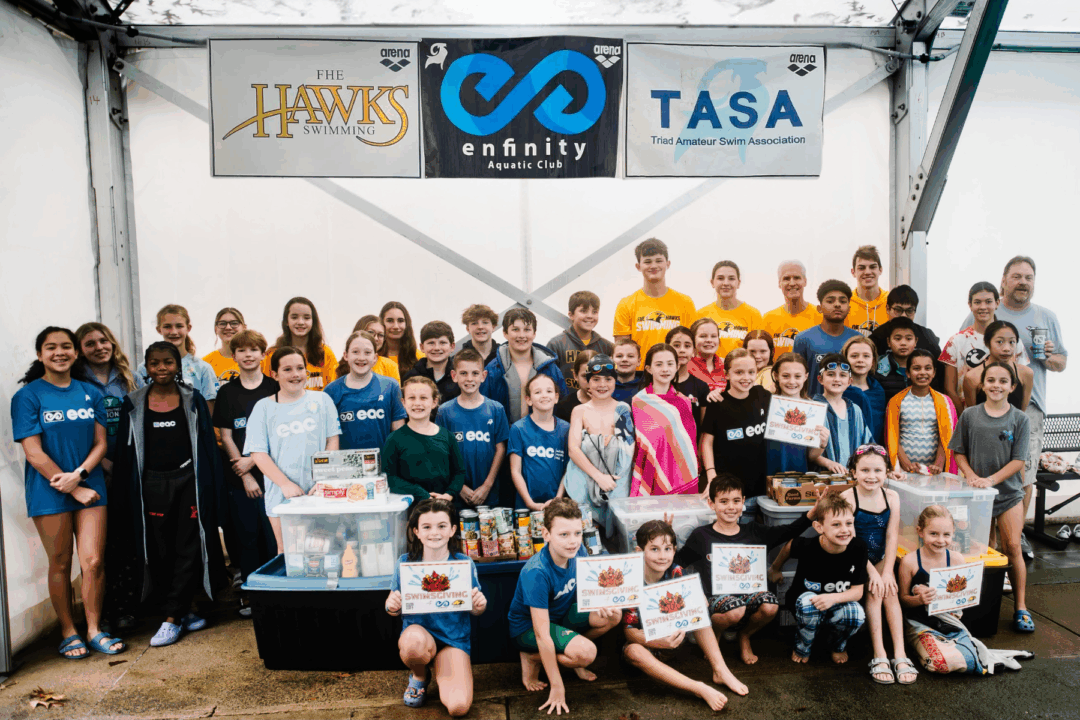 Enfinity Aquatic Club & Forsyth Home Educators Celebrate 2nd Annual “Swimsgiving” Food Drive