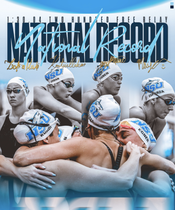 Nova Southeastern Women Break NCAA DII Record With 1:30.04 In 200 Freestyle Relay