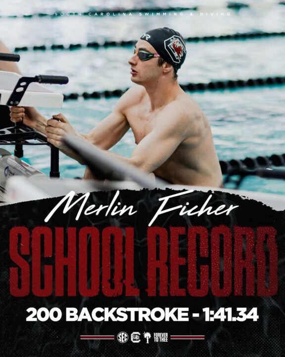 Merlin Ficher Clocks 1:41.34 200 Back South Carolina Record at Georgia Last Chance Meet