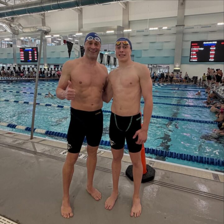 A Family Business: Father/Son Duo Take on Relay Together at Justin Sectionals