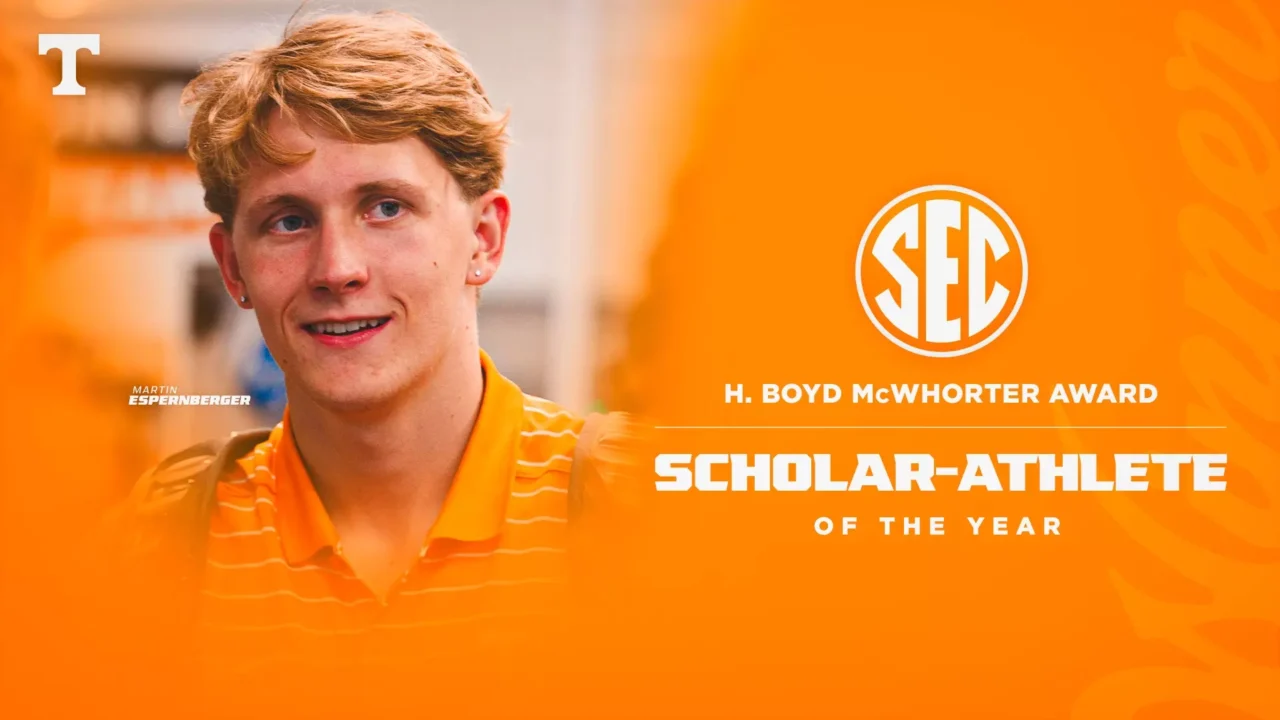 Tennessee’s Martin Espernberger Named H. Boyd McWhorter Male Student-Athlete of the Year